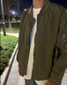 大力水手美式飛行夾克男士春秋款潮牌寬松棒球領(lǐng)休閑工裝外套 HHR-2466黑色 L 曬單實(shí)拍圖