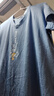 貓人睡裙女夏款新疆棉年新款女士短袖V領(lǐng)孕婦睡衣家居服女款春夏季睡 主圖款MY:86120藍色英文兔  XL 曬單實拍圖