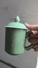 涵青堂青瓷辦公杯帶蓋有柄泡茶杯龍泉窯陶瓷馬克杯中式家用水杯會(huì )議杯 弟窯梅子青（無(wú)禮盒） 曬單實(shí)拍圖
