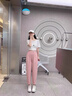 愛(ài)麥依【店鋪】粉色冰絲休閑褲女夏季2025新款寬松速干哈倫大碼九分 粉色 L 建議(101-120斤) 曬單實(shí)拍圖