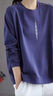 啄木鳥(niǎo)純棉長(cháng)袖t恤女2025春秋大碼韓版寬松印花體恤200斤全棉打底上衣 藍紫色【白豎-花蝶紋】 3XL 建議150-175斤 曬單實(shí)拍圖
