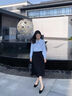 伯德小姐藍色襯衫女裝職業(yè)正裝上衣教資面試西裝內搭通勤穿搭雪紡襯衣 曬單實(shí)拍圖