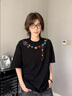 一寸相思黑色純棉短袖t恤女2025新款爆款夏季減齡上衣寬松大碼半袖體恤ins 黑色-春日花藤 XL (110-125斤） 曬單實(shí)拍圖