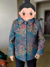 俞兆林（YUZHAOLIN）中老年人女裝春秋外套60歲70奶奶毛呢媽媽冬裝長袖老太太加絨衣服 FFT888003 藍樹葉-單件上衣【春秋款】 2XL (建議105-120斤) 曬單實拍圖