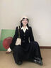 妙奕嘉黑色假兩件小香風(fēng)連衣裙套裝秋冬新款長(cháng)袖裙子氣質(zhì)禮服長(cháng)裙高級感 黑色小香風(fēng)假兩件POLO領(lǐng)襯衫連衣裙【配腰帶】 XL 【建議120斤內】 曬單實(shí)拍圖