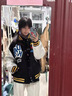 魯雅爾美式高街毛巾繡字母棒球服外套男春秋季bomber潮牌情侶夾克上衣服 藏青色 XL 曬單實拍圖