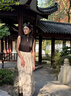初蟬衣事新中式國(guó)風(fēng)連衣裙女2025夏新款氣質(zhì)拼接A擺水滴立領(lǐng)盤(pán)扣背心長(zhǎng)裙 杏墨 S （現(xiàn)貨） 曬單實(shí)拍圖