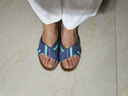 碩牌亞麻拖鞋3312情侶夏季家居厚底防滑透氣吸汗外穿鞋 牛仔水藍色 35-36 曬單實(shí)拍圖