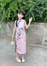 WVD國際品牌女童國風旗袍兒童新中式漢服2025新款兒童夏薄款唐裝小女孩洋裝 粉色 粉色 100 曬單實拍圖