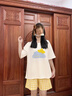 西忘純棉睡衣女夏季2025年新款夏天短袖短褲格子套裝加大碼胖MM家居服 58045 云朵星星 M 曬單實(shí)拍圖