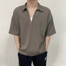 軒森圖 夏季男士冰絲垂感假兩件POLO領(lǐng)免燙潮流休閑寬松半袖拼色大碼T恤 黑色 V66 4XL (190) 195-220斤 曬單實(shí)拍圖