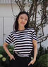 恒源祥條紋短袖t恤女2025夏季新款小個(gè)子時(shí)尚洋氣體恤修身顯瘦短款上衣 黑白條紋 M (建議100斤以?xún)? 曬單實(shí)拍圖