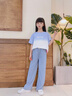 優(yōu)優(yōu)1點（Yoyo one）女童夏季套裝2025新款洋氣兒童韓版夏裝炸街大童牛仔喇叭褲兩件套 18897藍(lán)漸變短袖13131喇叭褲 160 160cm 曬單實拍圖