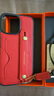 花虎（HANATORA）蘋(píng)果17/16Promax手機殼真皮帶掛繩帶支架腕帶插卡iPhone15/14Pro高端高級感防摔全包男款女生Air 紅色【頭層牛皮丨配掛脖繩】 iPhone 16 Pro M 曬單實(shí)拍圖