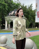 恒源祥新中式媽媽裝春秋針織外套中老年女短款毛衣開衫50歲國風(fēng)上衣套裝 8840綠色 M 建議80-100斤 曬單實拍圖