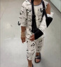 迷你木木屋兒童睡衣春夏男女童棉七分袖開衫家居服套裝 白/黑玩耍熊貓 130  曬單實拍圖