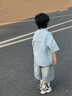 海媽家童裝男童襯衫短袖純棉夏裝2025新款兒童學(xué)院風(fēng)男孩白色襯衣 曬單實拍圖
