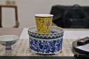 傳世瓷景德鎮(zhèn)琺瑯彩飯碗面碗高腳防燙家用金邊骨瓷宮廷送禮餐具碗 6英寸高腳飯碗【黃青花琺瑯彩】 曬單實(shí)拍圖