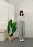 薩拉維夫 SLLAVIF灰色闊腿褲女2025春秋季高腰直筒寬松顯瘦小個子運動休閑長褲子 灰色 加絨 S (85到100斤) 曬單實拍圖