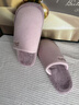 樸西冬季女士舒絨棉拖鞋保暖居家條紋刺繡玉兔絨燈芯絨防滑棉拖鞋男 香芋紫 40-41 曬單實(shí)拍圖