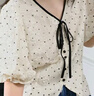 闊色（kuose）杏色波點(diǎn)襯衫氣質(zhì)小衫2025夏季新款女娃娃衫設(shè)計(jì)感短款上衣 杏色 S 曬單實(shí)拍圖