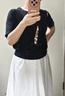 歌莉婭首降5折天絲T恤2025新款針織短袖設(shè)計(jì)感上衣套頭衫1E5J5G290 00B黑色 S 曬單實(shí)拍圖