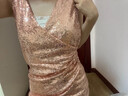 墜落公主性感閃亮吊帶連衣裙收腰修身顯瘦露背亮片包臀裙子女 玫瑰金 均碼 85-125斤 曬單實拍圖