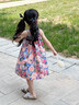 迪士尼女童吊帶連衣裙夏季2024新款兒童背心裙棉布洋氣寶寶碎花公主裙子 綠色 100 曬單實拍圖