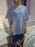 英博倫（YINGBOLUN）夏季新款男童大童純棉短袖套裝青少年睡衣家居服輕薄T恤短褲寬松 5240 淺蘭 175 曬單實(shí)拍圖