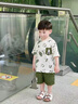 G.DUCKKIDS小黃鴨童裝男童夏裝套裝兒童裝夏季短袖寶寶衣服中小童短褲兩件套 綠色 90 尺碼1~2歲【 80-90cm】 曬單實(shí)拍圖