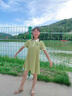 G.DUCKKIDS女童夏裝連衣裙短袖Polo裙新款洋氣兒童運(yùn)動(dòng)裙寬松T恤裙A字裙休閑 綠色 170 cm 曬單實(shí)拍圖