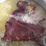 湘臘全煙熏臘豬臉肉4斤整只煙熏臘肉豬頭肉帶臘鼻子豬耳朵柴火腌肉臘味 半邊帶鼻子臘豬臉1斤 曬單實(shí)拍圖