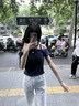 妙奕嘉斜肩短袖t恤女夏裝新款2025年新款上衣洋氣辣妹顯瘦遮肚子修身 修身露肩性感純欲短袖【藏青】 L 【建議85-115斤】 曬單實拍圖