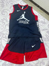NBA KIDS-NIKEAJ飛人籃球服套裝男訓練比賽隊服夏季速干運動(dòng)兒童球衣定制 耐克寶藍（喬丹款） 耐克2XL身高170-175 曬單實(shí)拍圖