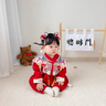 G.DUCKKIDS小黃鴨一周歲禮服男女寶寶抓周衣服中國風百天滿月嬰兒連體衣秋季 紅色 90cm 90碼1~2歲建議寶寶21-27斤 曬單實拍圖