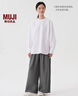 無印良品（MUJI）女式 麻 寬版褲  褲子女款早秋款寬松休閑褲 女裝 BE1SKC4A 炭灰色 S （155/62A） 曬單實(shí)拍圖