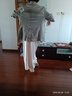 兆君2025春夏新款高端桑蠶絲西裝外套女半袖純色提花中長(zhǎng)西服上衣 灰綠 2XL 曬單實(shí)拍圖