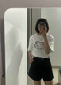 京多夢新款女裝西裝褲高腰顯瘦a字闊腿褲夏季短褲黑色復(fù)古百搭oversize 黑色 M 黑色無腰帶(100-110斤） 曬單實拍圖