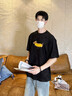BJHG不計(jì)后果臘腸狗貼貼 T恤短袖男2025夏美式?jīng)龈绪淦そq情侶裝上衣女 石墨黑 M 曬單實(shí)拍圖