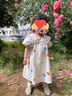 巴拉巴拉【XIAOLI筱李I(lǐng)P】童裝女童連衣裙夏裝純棉泡泡肌理印花裙 白黃色調(diào)00313 100cm 曬單實(shí)拍圖