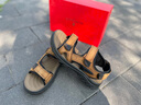 夢(mèng)特嬌（MONTAGUT）涼鞋男夏季新品頭層牛皮防滑平底休閑沙灘鞋男輕便透氣溯溪涼拖鞋 黃棕（皮鞋碼） 41 曬單實(shí)拍圖