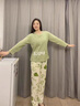 金多金2025新款純棉睡衣女春秋季長袖帶胸墊休閑女士家居服套裝100全棉 W5154 無胸墊 L 【100-120斤】 曬單實拍圖