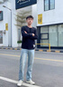 燦圖復(fù)古做舊微喇牛仔褲男裝夏季新款vibe窄版褲子潮流高街顯瘦直筒褲 淺藍(lán)色 XL 曬單實拍圖
