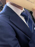 SKARO【可機洗】職業(yè)西服套裝男士意式商務(wù)正裝羊毛西裝結婚 深藍色SKG1291A 48 碼上衣【西褲尺碼請備注】 曬單實(shí)拍圖