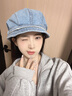 viney防曬帽子女新款夏季遮陽(yáng)牛仔帽太陽(yáng)帽鴨舌帽貝雷帽畫(huà)家帽漁夫帽 深藍色 均碼 曬單實(shí)拍圖