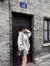 燦圖美式復(fù)古街頭連帽衛(wèi)衣女春秋季小個(gè)子高級(jí)感寬松休閑外套開(kāi)衫上衣 灰色 L 【建議100-120斤】 曬單實(shí)拍圖