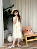 G.DUCKKIDS小黃鴨童裝女童夏裝2025新款大童女裝公主連衣裙兒童夏季國風(fēng)長裙 杏色 140 (建議125-135cm 7-8周歲） 曬單實拍圖