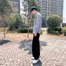 鵲笙【兩件裝】條紋襯衫男長袖韓版大碼潮流工地干活防曬襯衣休閑薄款 深灰+淺灰【兩件裝】 XL 【建議115-130斤】 曬單實拍圖