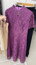 粉藍(lán)衣櫥2025夏新款旗袍領(lǐng)鏤空蕾絲短袖禮服連衣裙女【中式雅韻】 玫瑰紫 L 曬單實(shí)拍圖