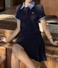 森馬（Semir）連衣裙女拼接格子假兩件學(xué)院風(fēng)2025新款夏季收腰polo裙鹽甜系 寶藍(lán)80700  M 曬單實(shí)拍圖